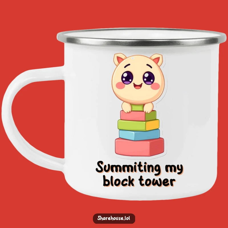 Funny Creature Stacking Blocks Camping Mug: Adventure Fuelled by Fun
