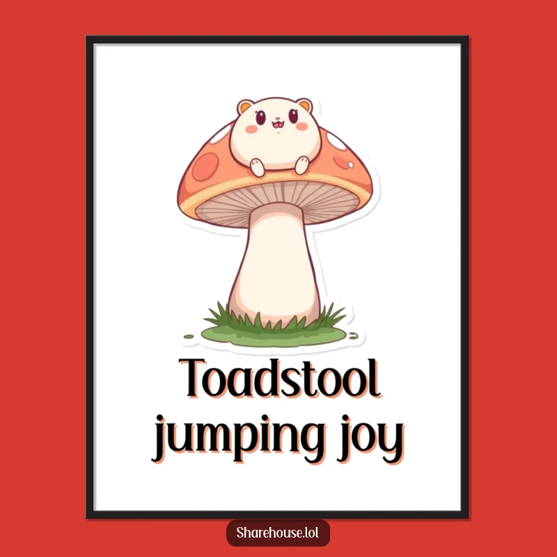 Funny Mushroom Digital Art: Bouncy Creature for Instant Nature-Themed Decor