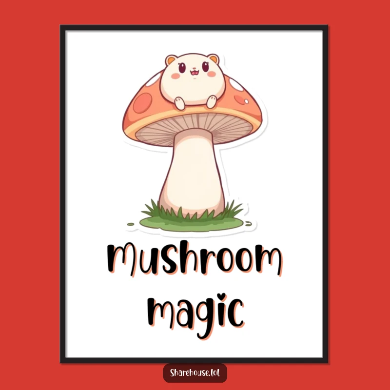 Funny Mushroom Creature Poster: Bring Whimsical Nature Vibes to Your Walls