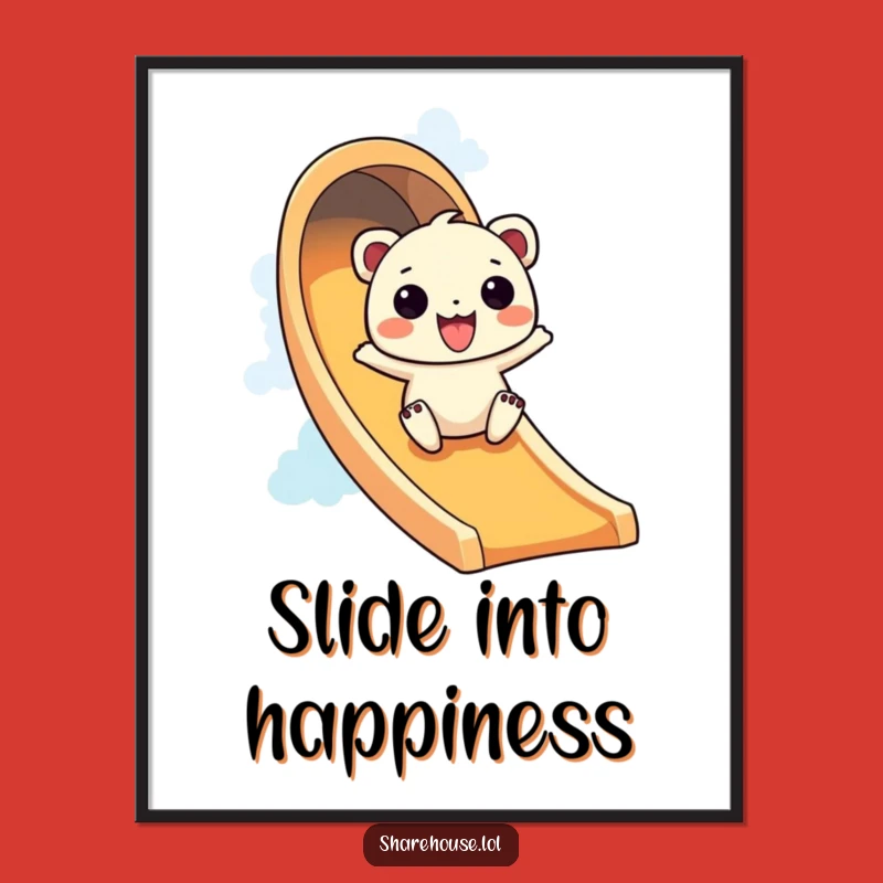 Funny Wiggly Rainbow Slide Poster: Brighten Walls with Joyful Art