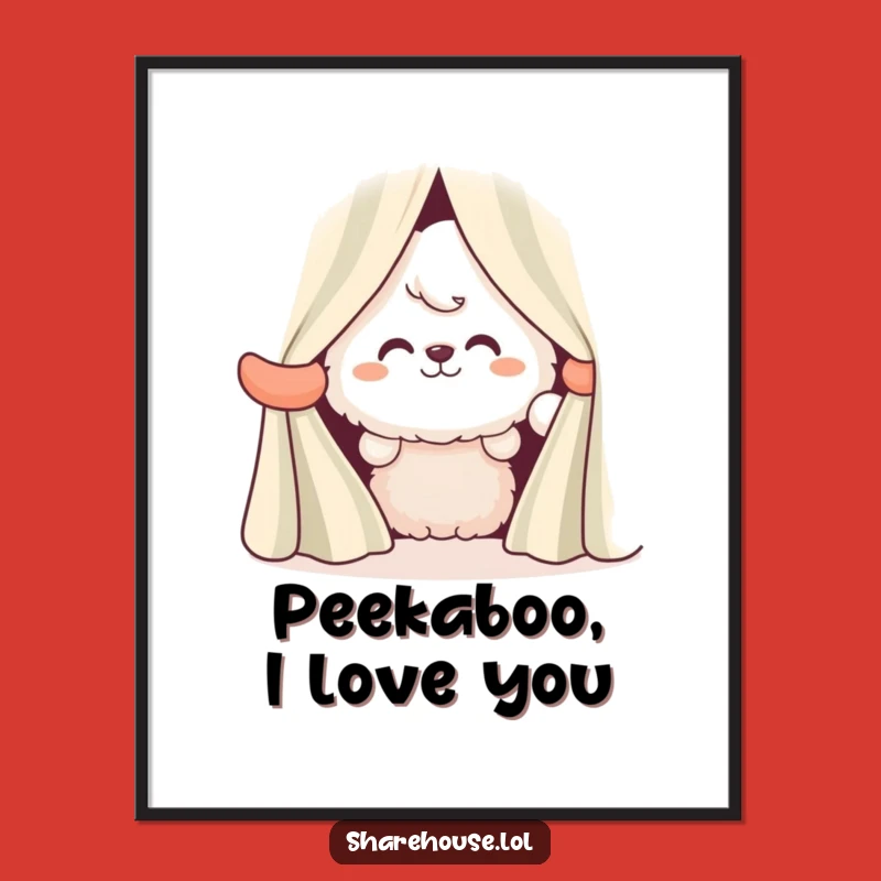 Free Printable Wall Art: Grinning Fluffy Peeker, Funny Downloadable Art for Whimsical Decor