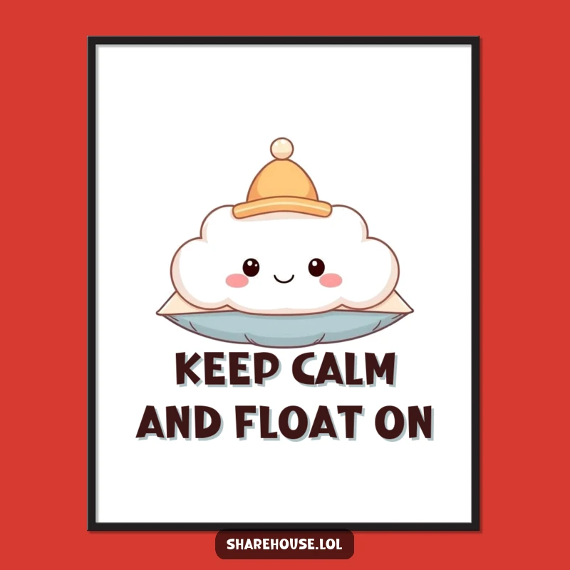 Funny Free Printable Wall Art: Smiling Cloud Pillow Hat Decor